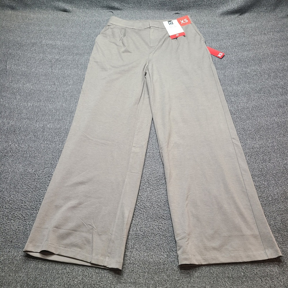 Member's Mark Wide Leg Trouser‎ Womens XS Taupe NEW Soft Knit High Rise Pleated